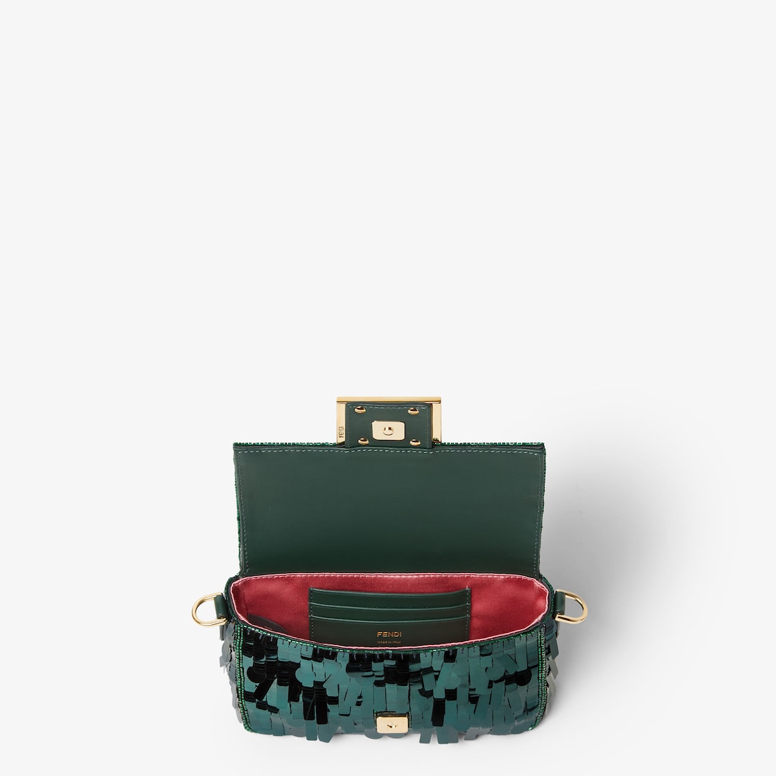 FENDI Baguette® Mini Bag embroidered with green sequins - Image 4